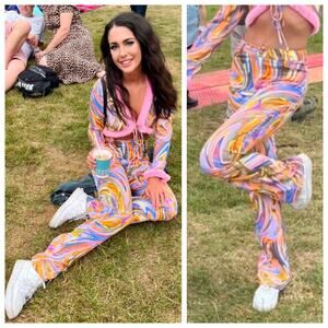 Anthropologie Elsie & Fred Psychedelic Colorful Swirl Festival Pants Large